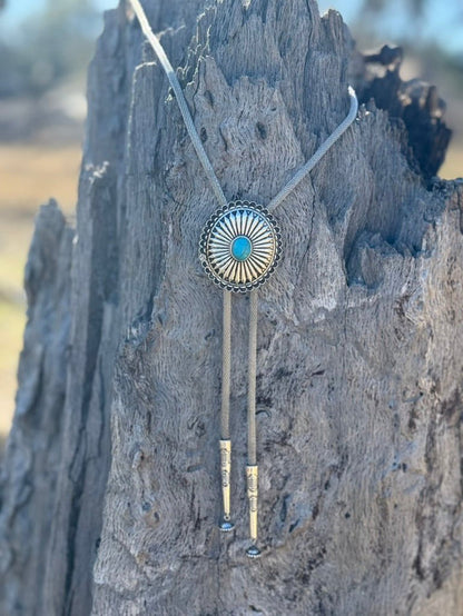 Western Concho Turquoise Bolo Necklace