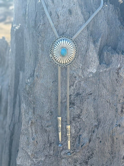 Western Concho Turquoise Bolo Necklace