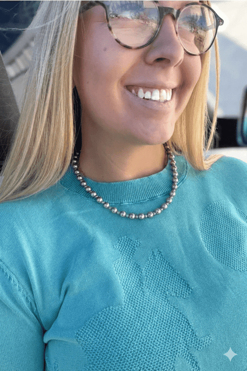 Western Pearl Silver Beaded Necklace