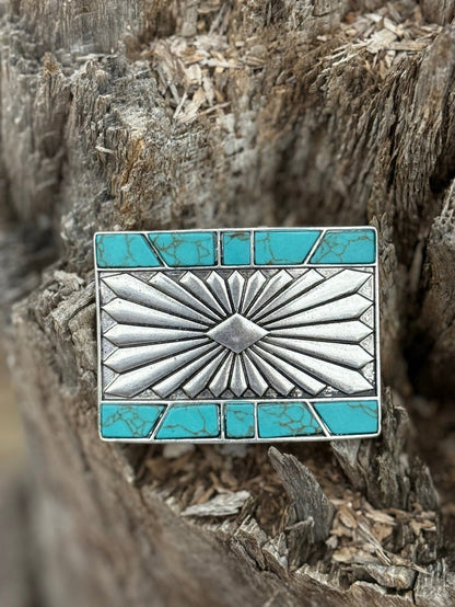 Western Turquoise Concho Belt Buckle