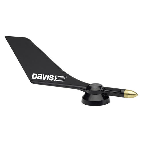 weather station replacement parts  black Davis brand anemometer wind vande with D-shaped receptacle on a white background
