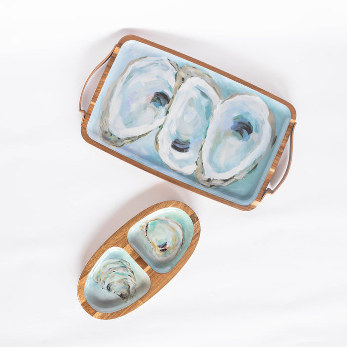 Wooden Serving Tray (Rectangle) - Coastal Oysters