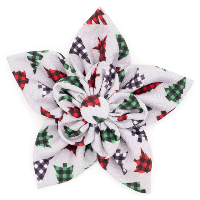 The Worthy Dog Bow Ties SM Woodlands Christmas Holiday Grey Flower Pet Collar Attachment - 2 Sizes