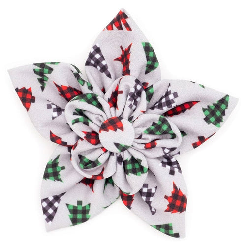 The Worthy Dog Bow Ties SM Woodlands Christmas Holiday Grey Flower Pet Collar Attachment - 2 Sizes