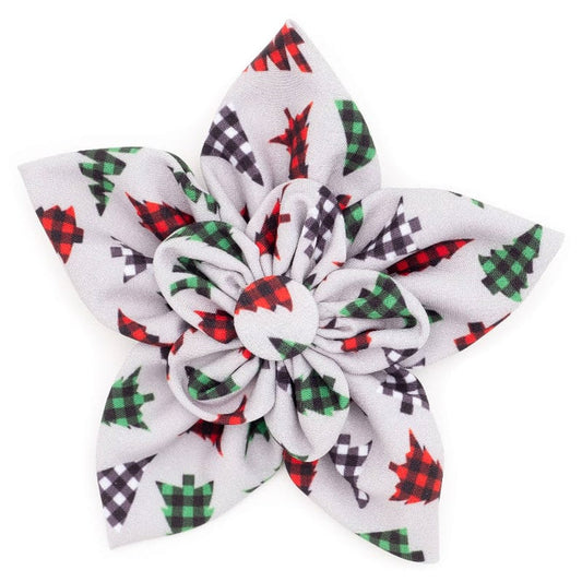 The Worthy Dog Bow Ties SM Woodlands Christmas Holiday Grey Flower Pet Collar Attachment - 2 Sizes
