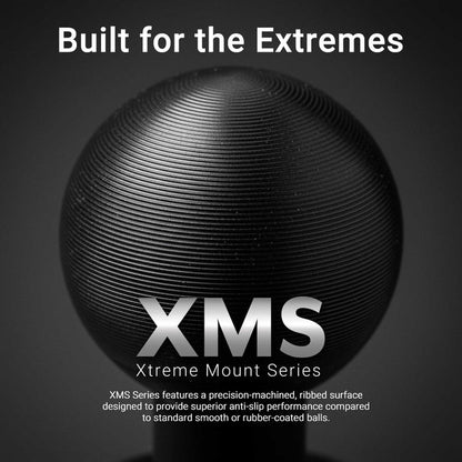 Black ball with 'XMS Xtreme Mount Series' text on a dark background
