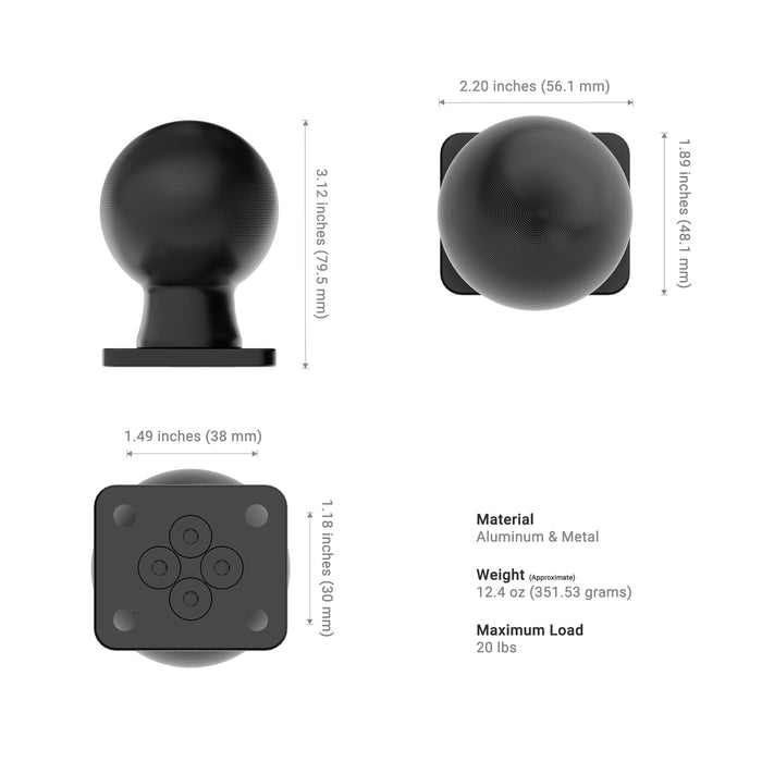 XMS™ Heavy-Duty 2.25” / 57mm Metal Ball to AMPS Mounting Plate