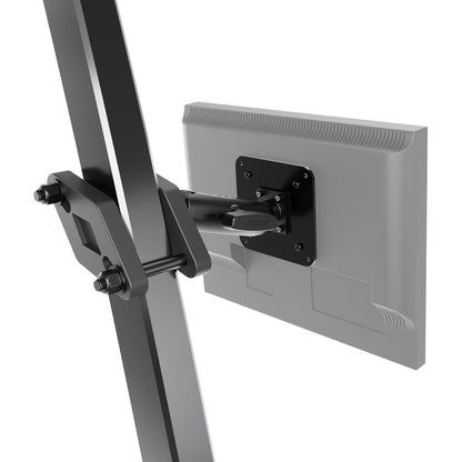 The XMS™ Heavy Duty Forklift Mount with VESA Adapter Plate attaches firmly to a vertical pole, securely supporting a flat-screen monitor. This robust display mounting system is designed for material handling environments that demand sturdy and reliable screen positioning.