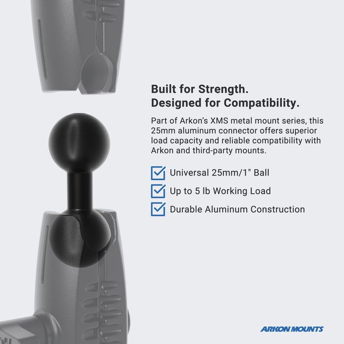 XMS Series - 1" / 25mm to 1" / 25mm Aluminum Ball Adapter